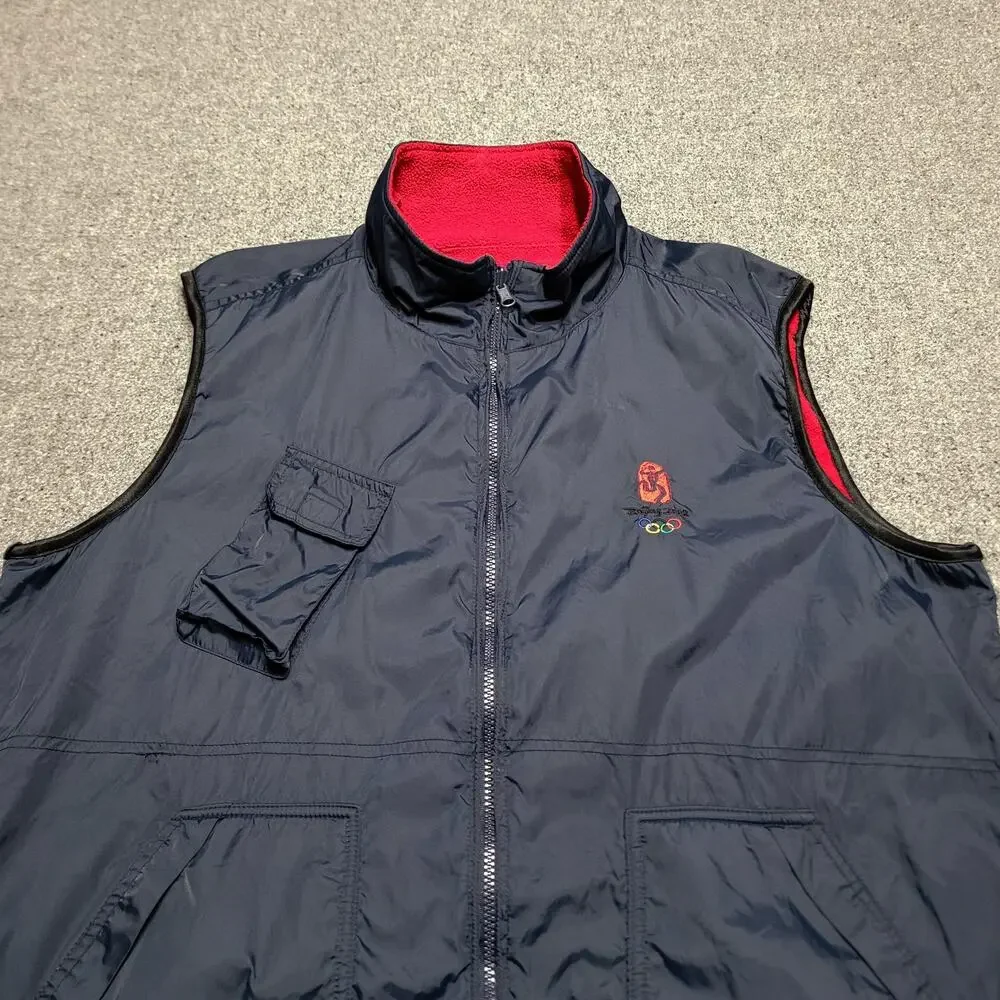 Beijing 2008 Olympics Jacket Mens Extra Large Blue Vest Pockets Zip Fleece Lined